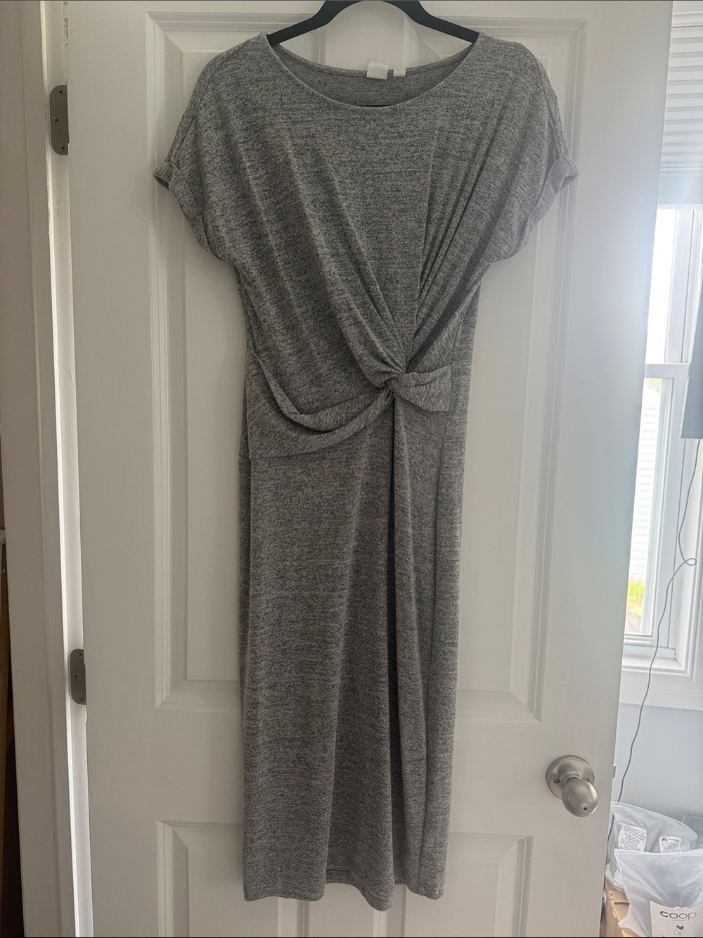 GAP Grey Knot-Front Midi Dress